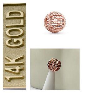🌟 14K Rose Gold Plated Beaded Openwork Charm